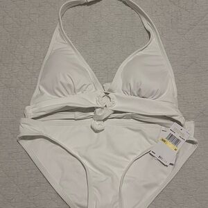 White Halter Bikini Set